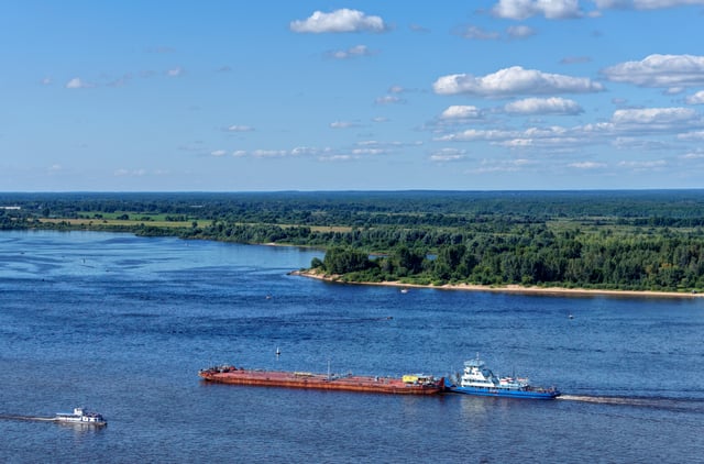 Volga River at Nizhny Novgorod. The Volga is the longest river in Europe