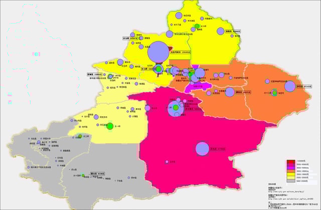 The distribution map of Xinjiang's GDP per person (2011)