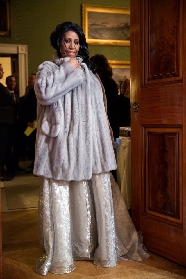 Franklin waiting to perform at the White House, in 2015