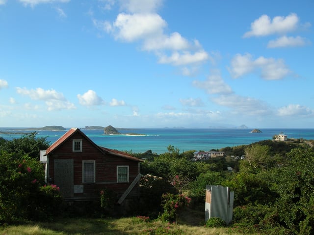 A view of Carriacou, with other Grenadine islands visible in the distance