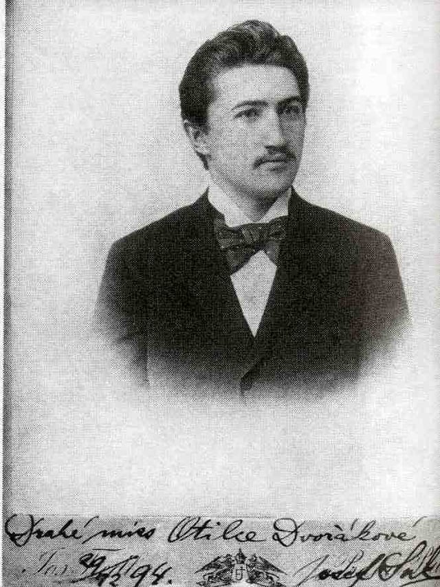 Portrait of Dvořák's son-in-law, the composer Josef Suk, with dedication: "Drahé miss Otilce Dvořákové" ("To dear miss Otilka Dvořáková"), 1894.