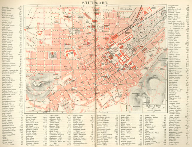 Map of Stuttgart, 1888