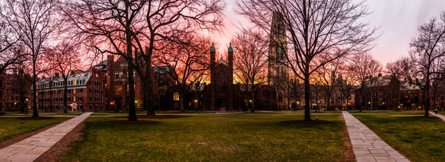 Yale's Old Campus at dusk, April 2013