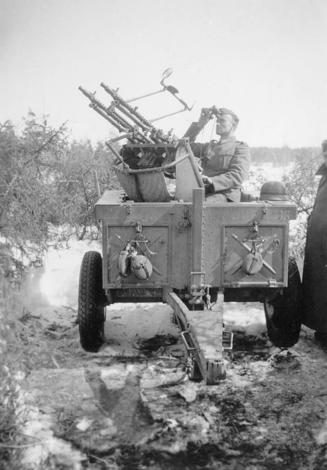 German soldier manning a MG34 anti-aircraft gun in WW2