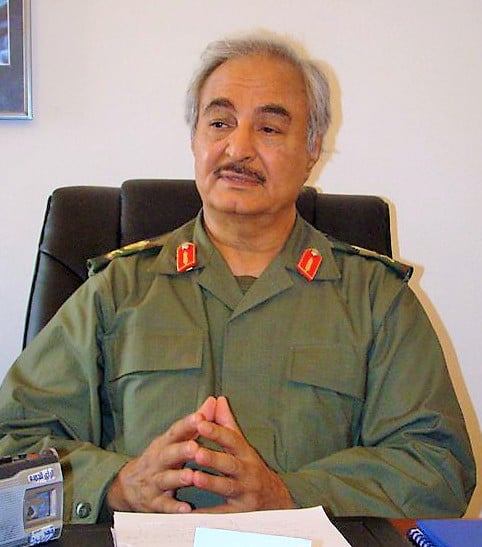 Field Marshal Khalifa Haftar, the head of the Libyan National Army, one of the main factions in the 2014 civil war.