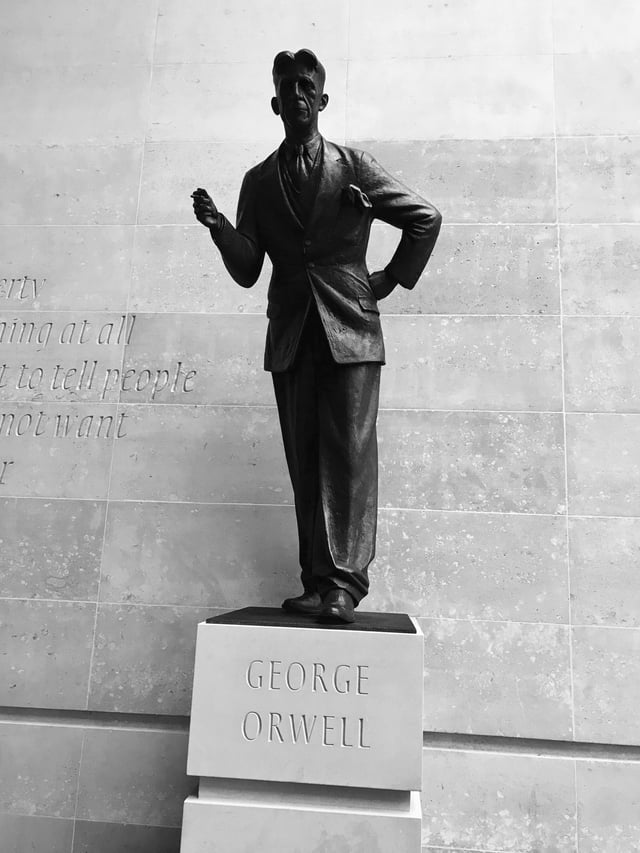 Statue of George Orwell outside Broadcasting House, headquarters of the BBC