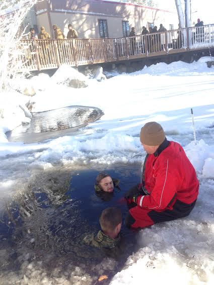 Two American marines participating in an  immersion hypothermia exercise