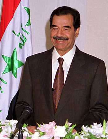 Saddam addresses state television, in January 2001