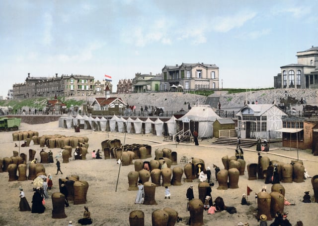 The beach in Scheveningen, Netherlands in c. 1900