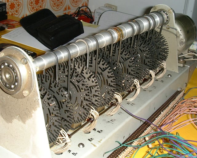 A prototype light-weight tonewheel generator, produced at the Hammond Organ Company's factory in Antwerp