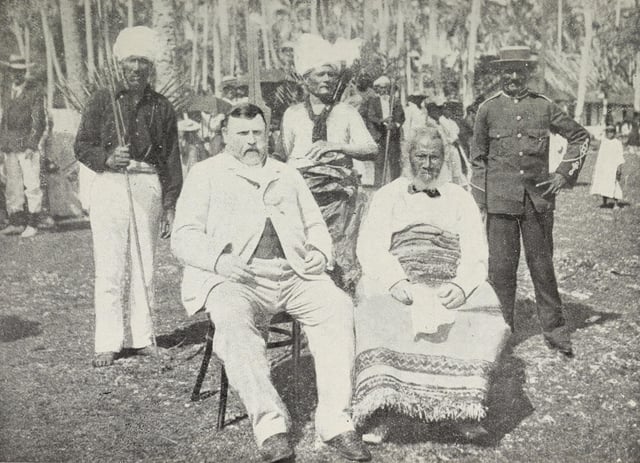 Prime Minister of New Zealand Richard Seddon and the King of Niue, circa 1900