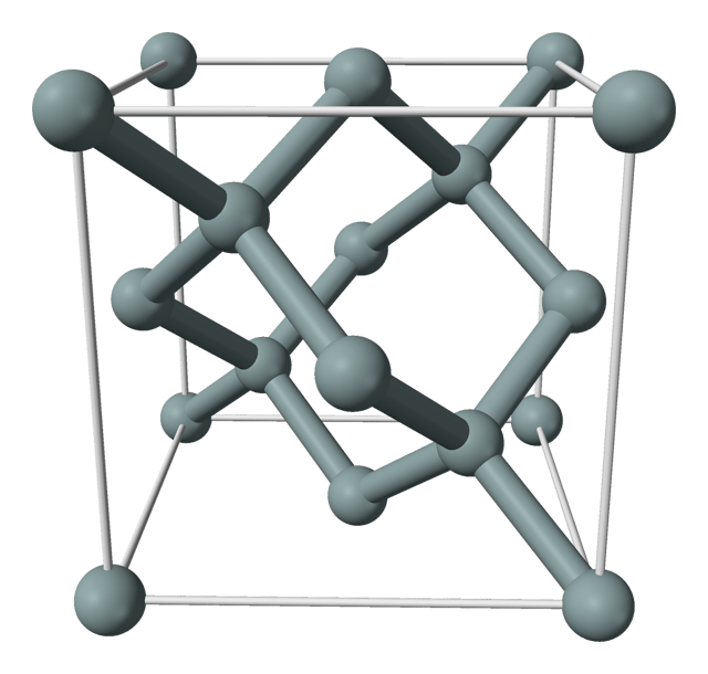 Silicon crystallizes in a diamond cubic crystal structure