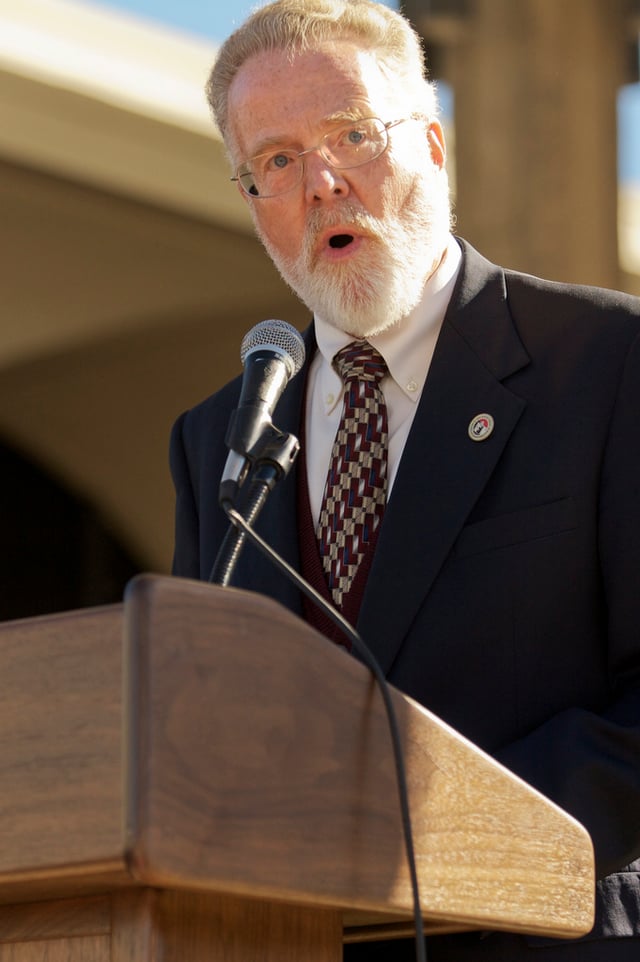 Stephen L. Weber, former SDSU president. Weber is lauded for his success in student preparation, graduation rates, and leading SDSU to become a research university