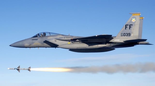 USAF F-15C fires an AIM-7 Sparrow in 2005