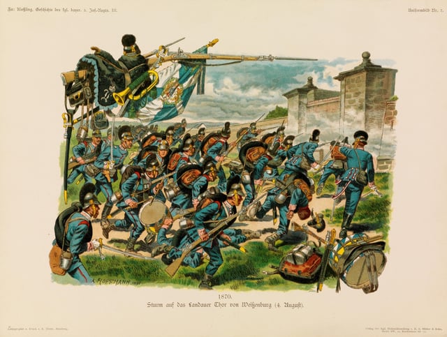 Bavarian infantry at the battle of Wissembourg, 1870