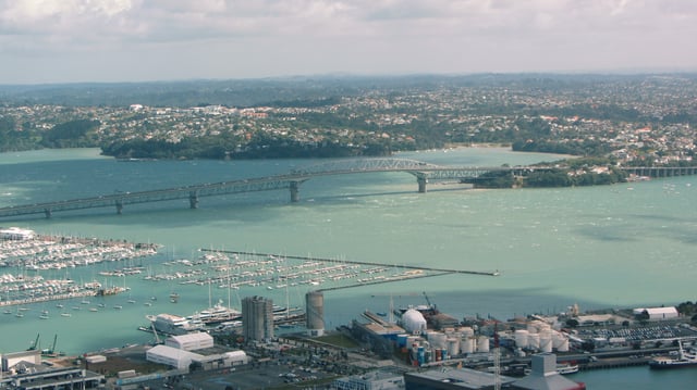 Aerial view of the Auckland Harbour Bridge