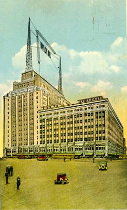 With a studio on the 6th floor and showy antenna on the roof, Bamberger's launched WOR to sell more radios.