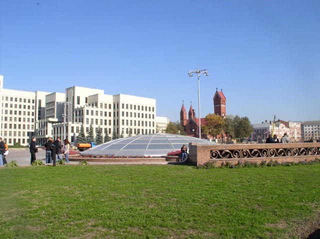 Independence Square in the centre of Minsk.