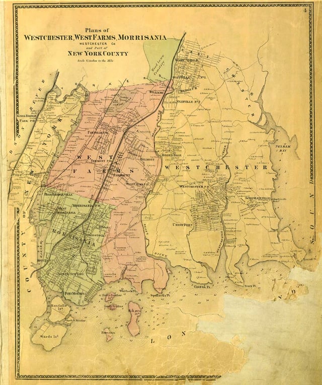 Map of the Bronx in 1867