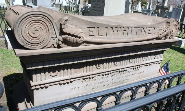 South side of Eli Whitney monument in the Grove Street Cemetery, New Haven, Connecticut