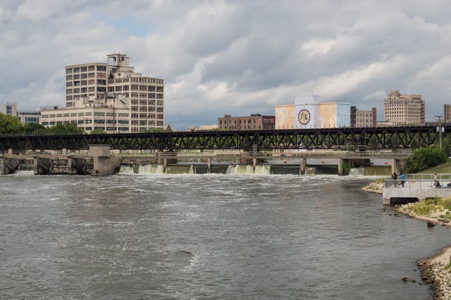 Fordham Dam across Rock River, looking north