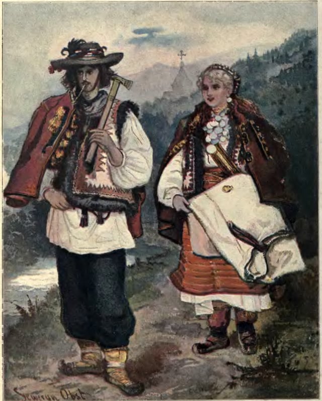 Portrait of Hutsuls, living in the Carpathian mountains, 1902