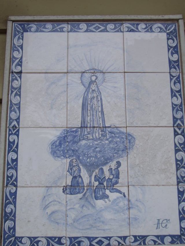 Many houses and apartments in The Ironbound are embellished with elaborate azulejos. One common image is Our Lady of Fatima, seen here.