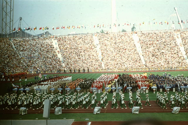 Procession of athletes in the Olympic Stadium- 1972 Summer Olympics, Munich, Germany