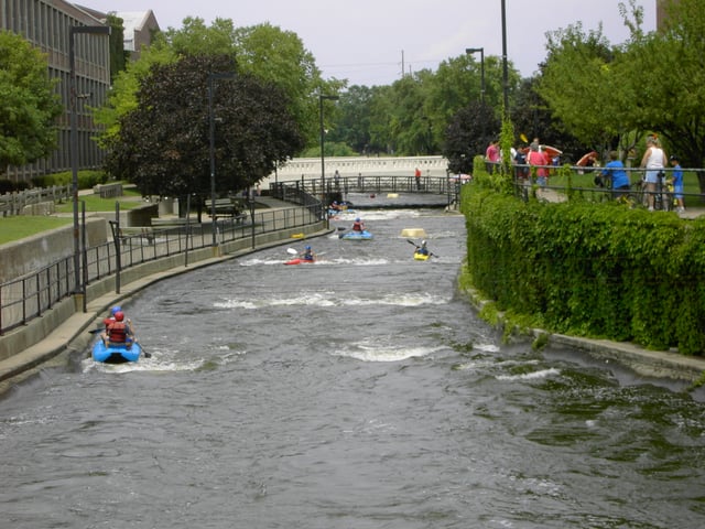 Rafters enjoying the East Race in South Bend, Indiana