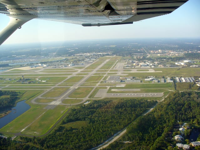 Aerial view of Daytona Beach International Airport.