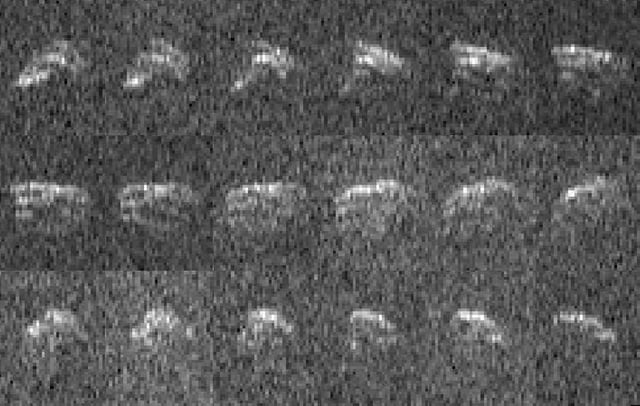 2013 EC, shown here in radar images, has a provisional designation