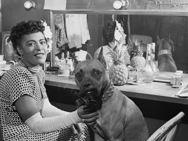 Holiday and her dog Mister, New York, c. June 1946