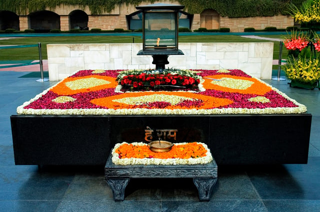 The Rajghat, the final resting place of Mahatma Gandhi.