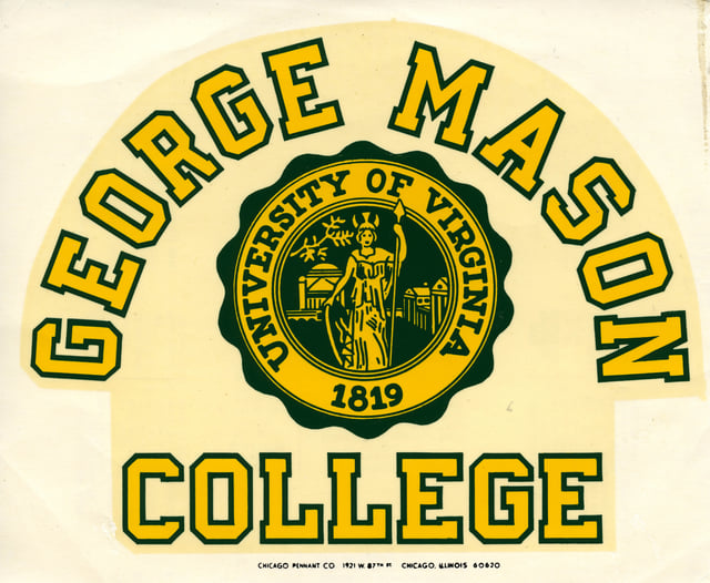 Decal from when George Mason College was a part of the University of Virginia