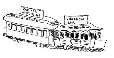 1904 caricature of "White" and "Jim Crow" rail cars by John T. McCutcheon.