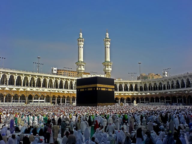 Muslims circumambulating the Kaaba, the most sacred site in Islam