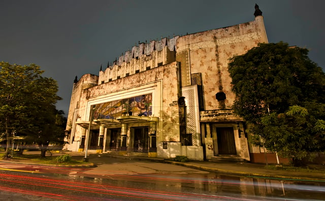 The façade of the Manila Metropolitan Theater, designed by Juan M. Arellano