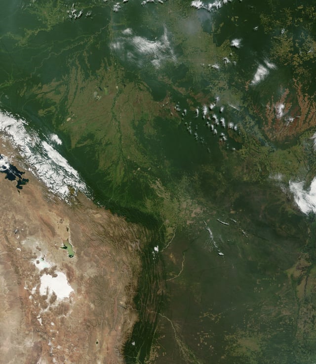 Satellite image of Bolivia