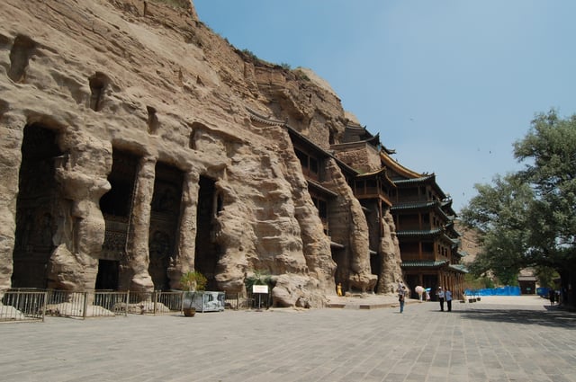Yungang Grottoes, an ancient Chinese Buddhist temple grottoes near the city of Datong in the province of Shanxi.