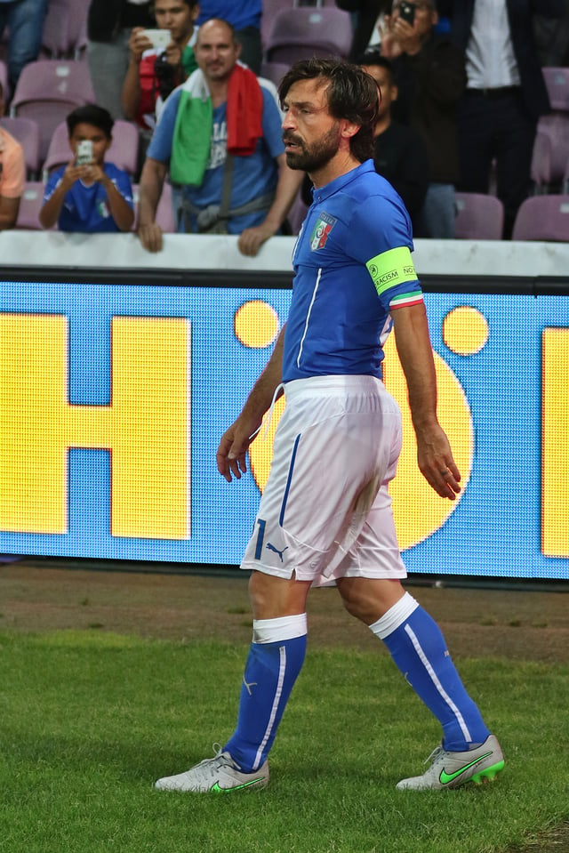 Pirlo playing for Italy in 2015