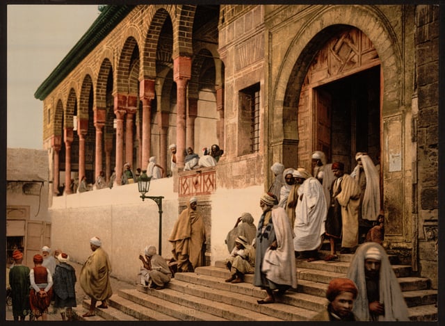Arabs leaving mosque in Tunis c. 1899