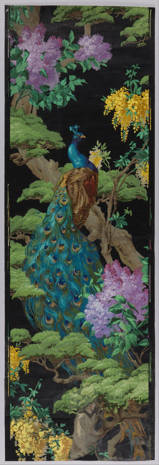 "The Cedar Tree", a Sanderson wallpaper, 1910. Block-printed on machine-made paper