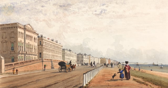 Brighton, The Front and the Chain Pier Seen in the Distance, Frederick William Woledge, 1840