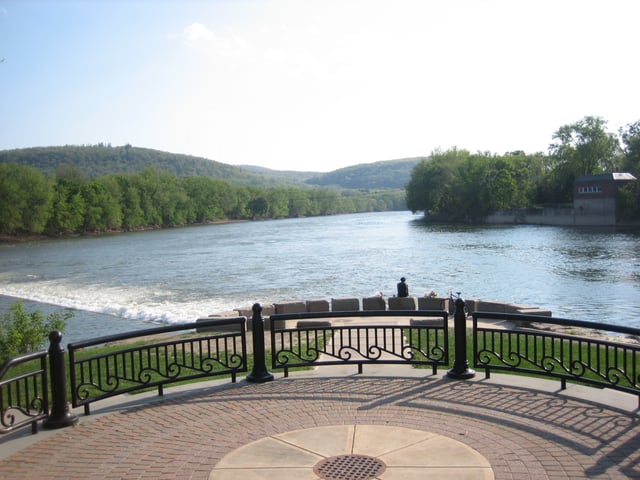 Confluence Park, facing west towards the confluence of the Susquehanna (left) and Chenango (right) rivers