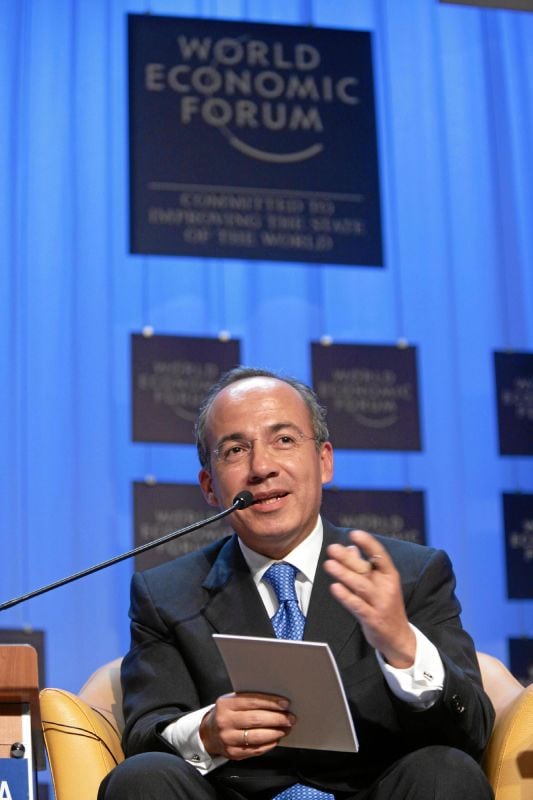 Felipe Calderón, President of Mexico, speaking during Latin America Broadens Its Horizons, a session at the 2007 annual meeting of the World Economic Forum