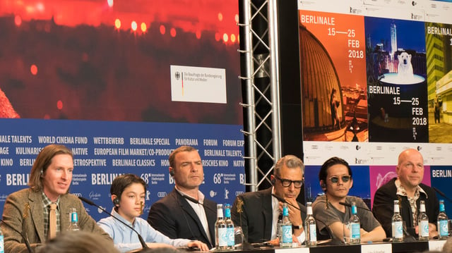 Anderson, Koyu Rankin, Liev Schreiber, Jeff Goldblum, and Kunichi Nomura at the Isle of Dogs press conference at Berlinale 2018