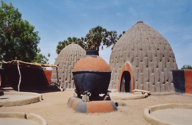 The homes of the Musgum, in the Far North Region, are made of earth and grass.