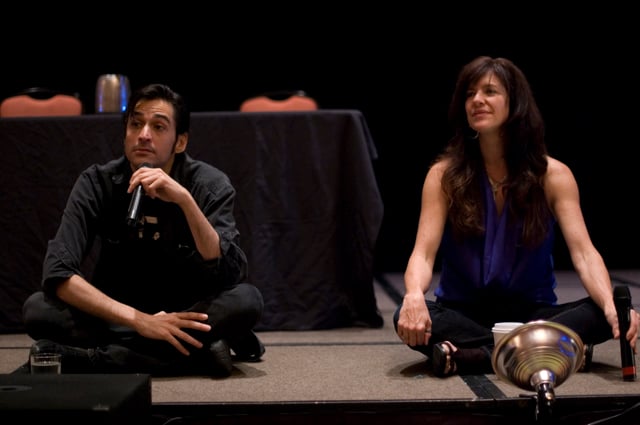 Hale and fellow Commander Shepard voice actor Mark Meer in 2011.