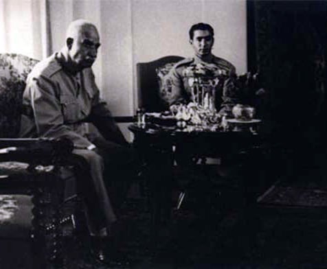 Crown Prince Mohammad Reza with his father, Reza Shah, September 1941