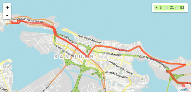 The T5, 21 and 53 buses pass between Old San Juan, Condado and Isla Verde. More information is available at http://sjbus.info/